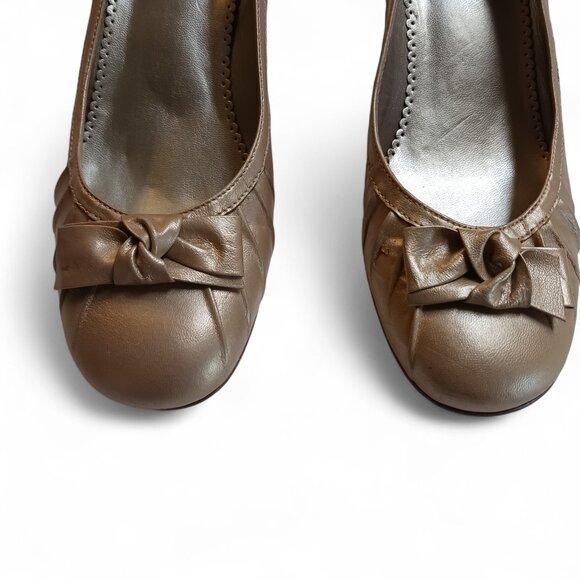 Franco Sarto Metallic Gold Kitten Heel Loafers — Women’s 8.5 - Picture 14 of 16